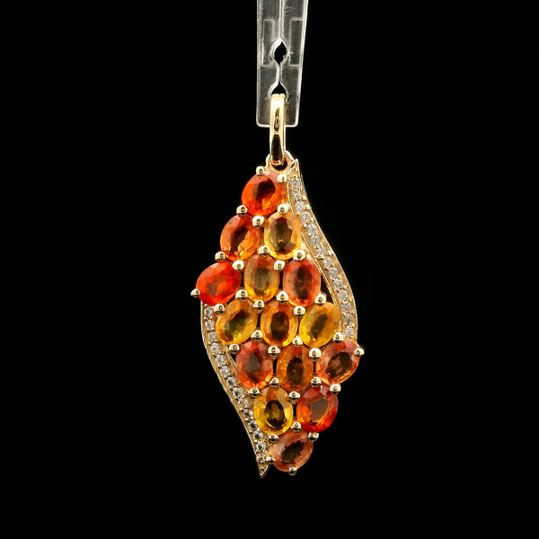 3.29 Ct Oval Multi Sapphire 14K Gold Pendant