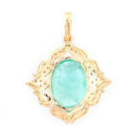 3.28 Ct Oval Natural Emerald 14K Gold Pendant