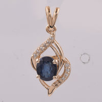 1.21 Ct Oval Natural Sapphire 14K Gold Pendant