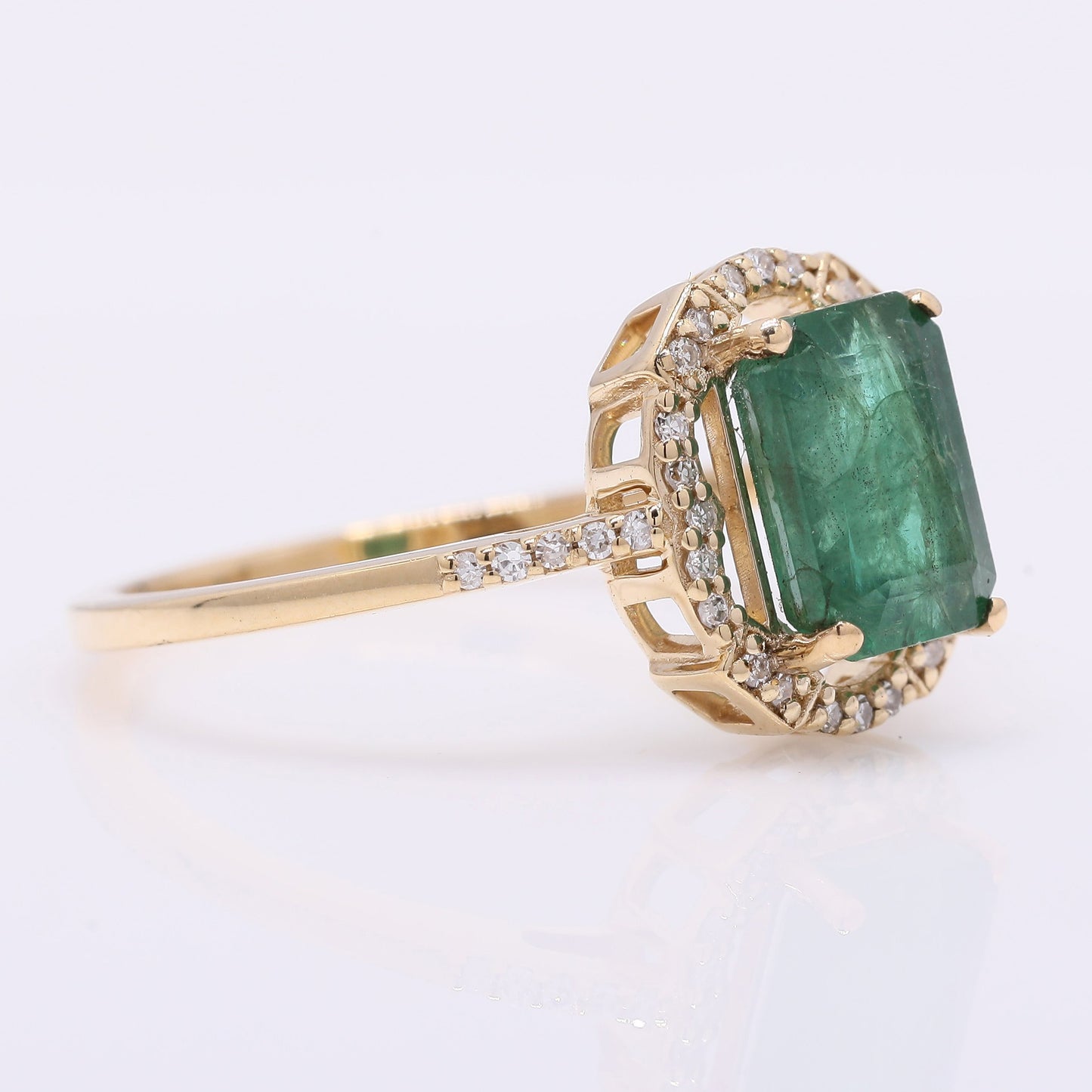1.87 Ct Octagon Step Cut Natural Emerald 14K Gold Ring