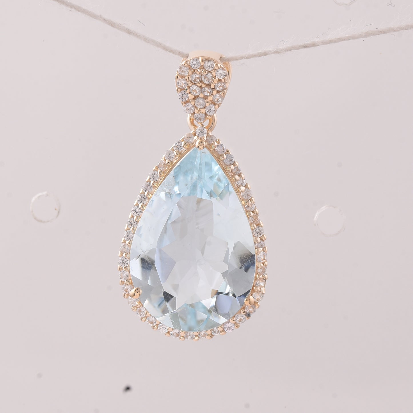 4.01 Ct Pear Aquamarine 9K Gold Pendant