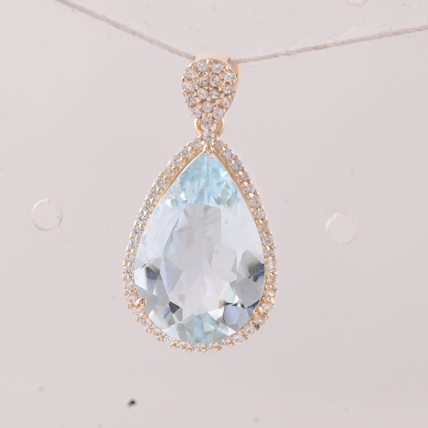 4.01 Ct Pear Aquamarine 9K Gold Pendant