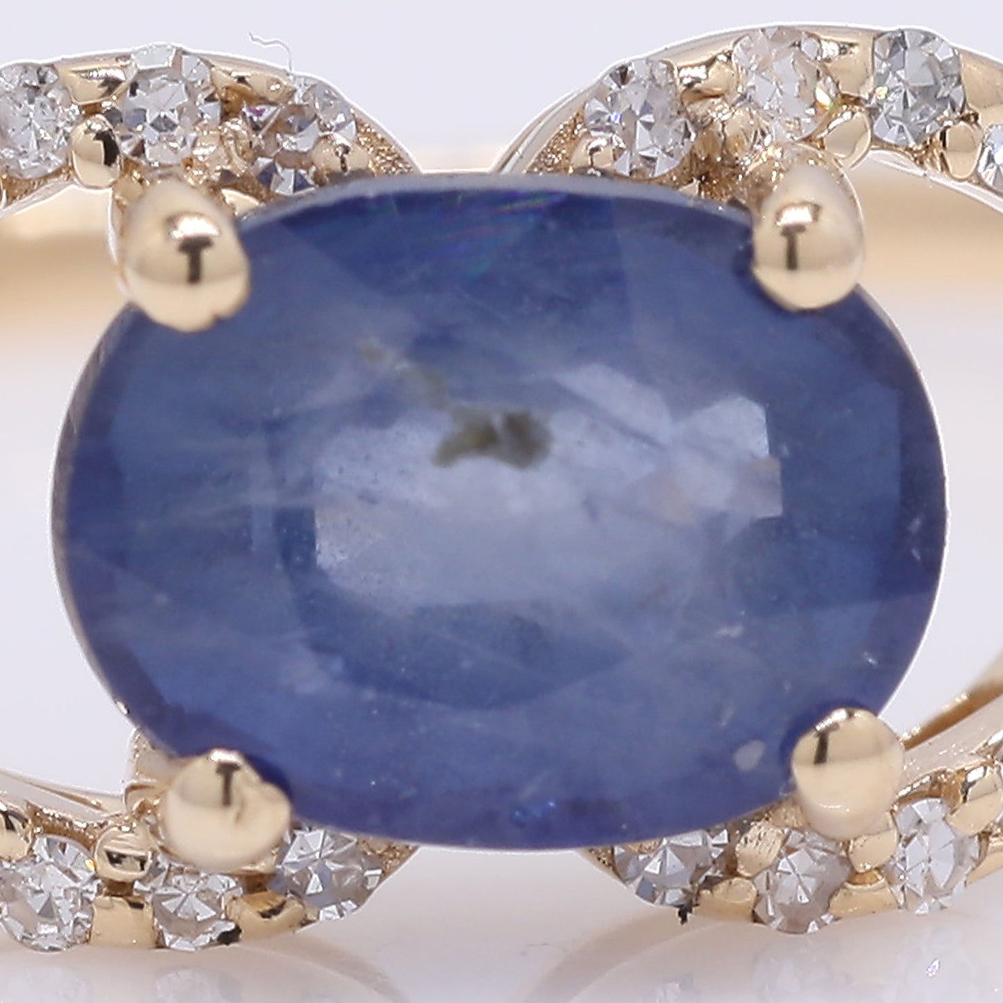 1.30 Ct Oval Mixed Cut Natural Sapphire 14K Gold Ring