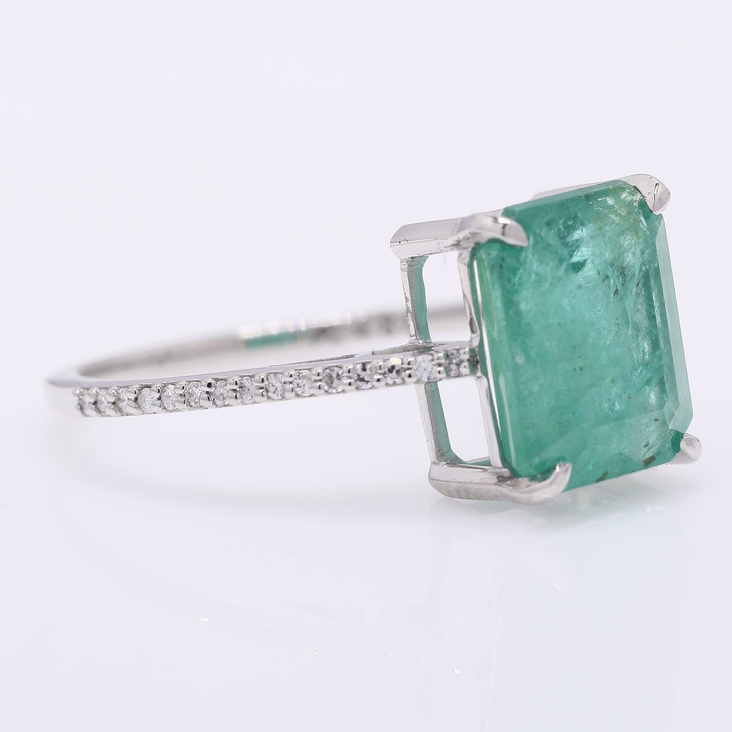 3.31 Ct Octagon Step Cut Natural Emerald 950 Platinum Ring