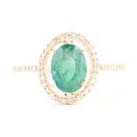 1.39 Ct Oval Mixed Cut Natural Beryl Emerald 14K Gold Ring