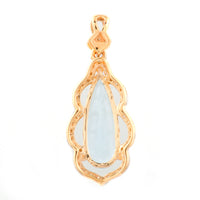 1.51 Ct Pear Mixed Cut Natural Aquamarine 14K Gold Pendant