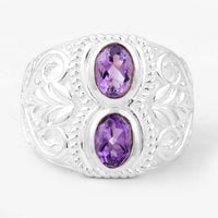 1.45 Ct Oval Amethyst, 925 Sterling Silver Ring