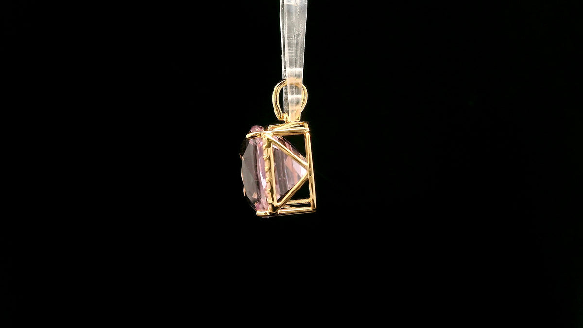 9.32 Ct Cushion Mixed Cut Natural Spodumene Kunzite 14K Gold Pendant