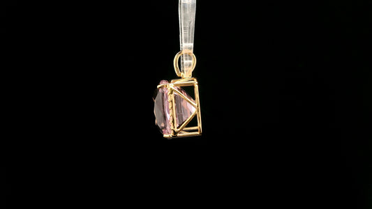 9.32 Ct Cushion Mixed Cut Natural Spodumene Kunzite 14K Gold Pendant