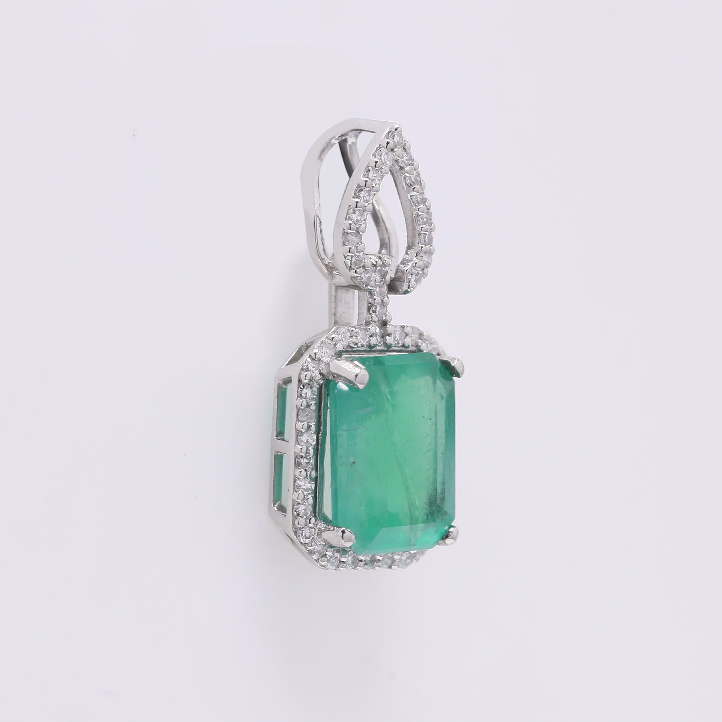 2.27 Ct Octagon Step Cut Natural Emerald 950 Platinum Pendant