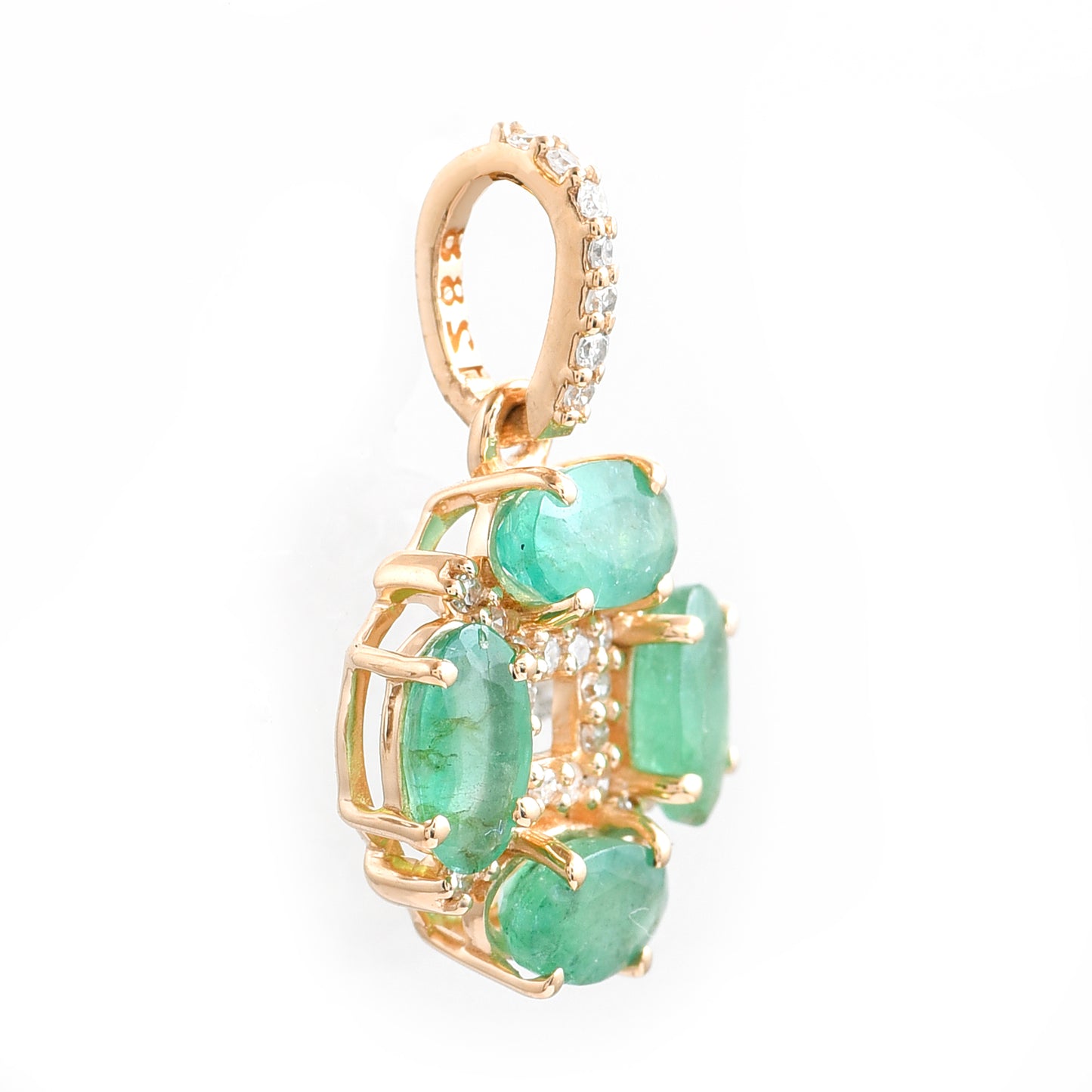 1.02 Ct Oval Mixed Cut Natural Emerald 14K Gold Pendant