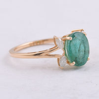 2.10 Ct Oval Natural Emerald 14K Gold Ring