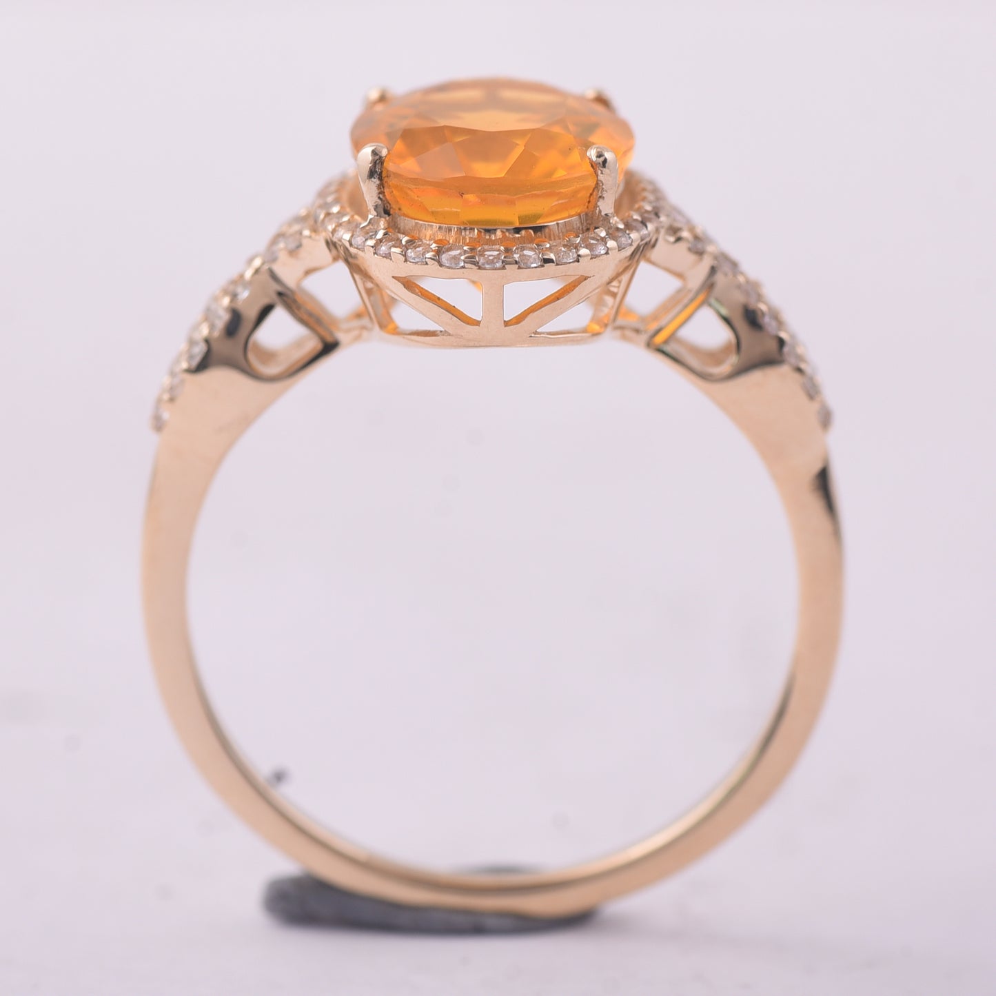 2.09 Ct Oval Br.Fire Opal 9K Gold Ring