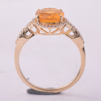 2.09 Ct Oval Br.Fire Opal 9K Gold Ring