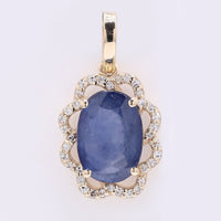 2.43 Ct Oval Mixed Cut Natural Sapphire 14K Gold Pendant