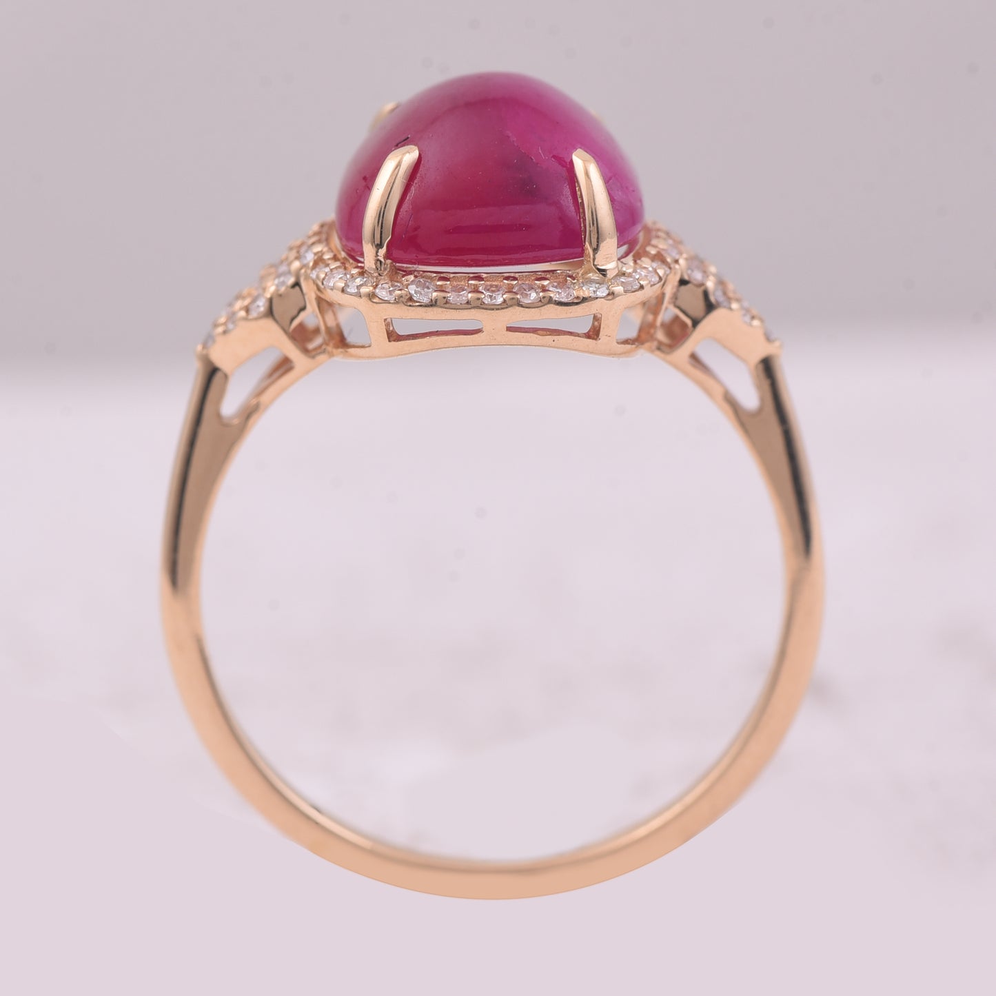 5.04 Ct Cushion Cabochon Cut Natural Ruby 14K Gold Ring