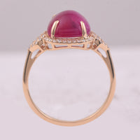 5.04 Ct Cushion Cabochon Cut Natural Ruby 14K Gold Ring