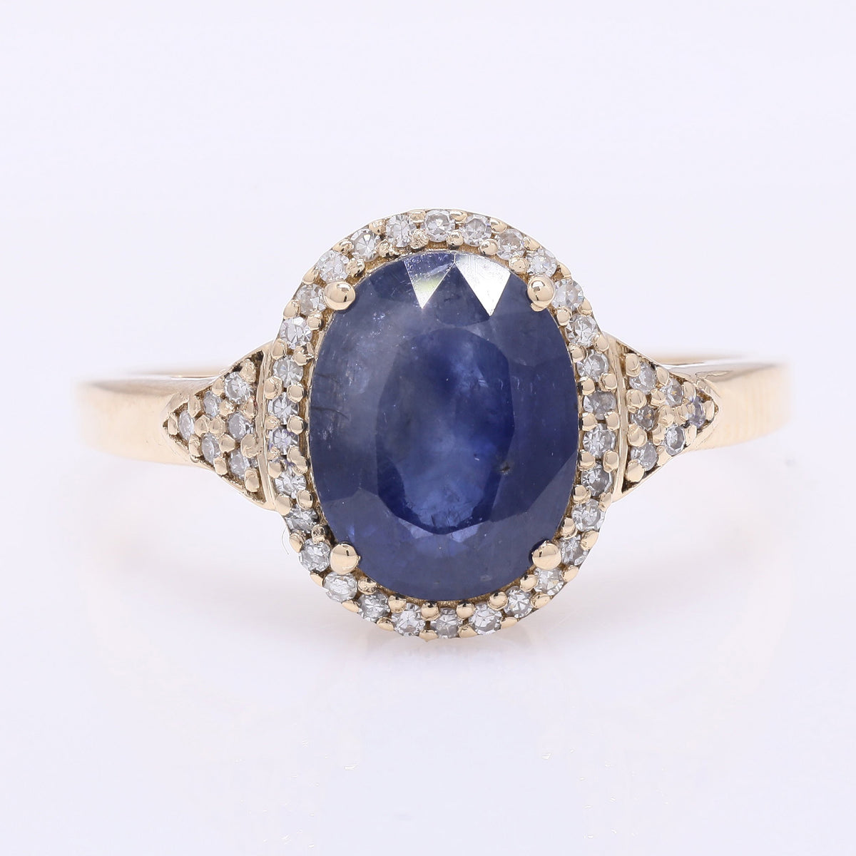 2.87 Ct Oval Mixed Cut Natural Sapphire 14K Gold Ring