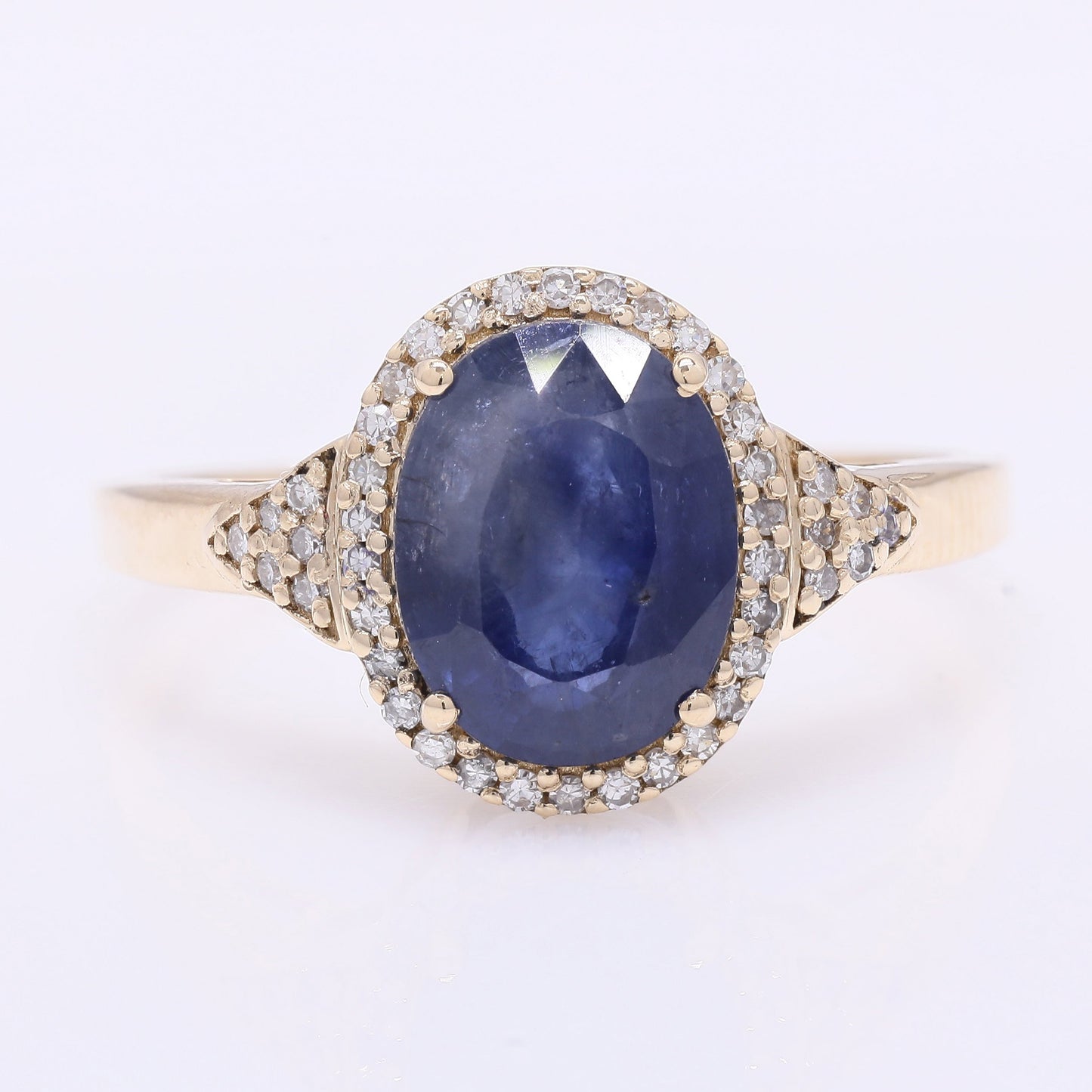 2.87 Ct Oval Mixed Cut Natural Sapphire 14K Gold Ring