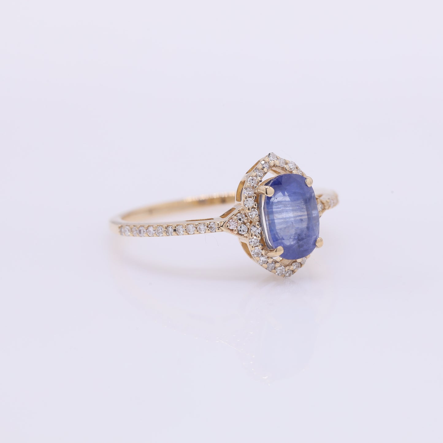 1.77 Ct Cushion Mixed Cut Natural Sapphire 14K Gold Ring