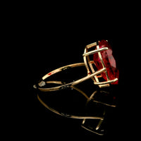 8.64 Ct Pear Lab Grown Ruby 14K Gold Ring