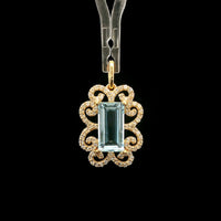1.88 Ct Rectangle Step Cut Natural Aquamarine 14K Gold Pendant