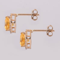 1.57 Ct Triangle Mixed Cut Natural Fire Opal 14K Gold Earrings