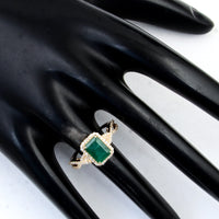 1.91 Ct Emerald Cut Natural Beryl Emerald 14K Gold Ring