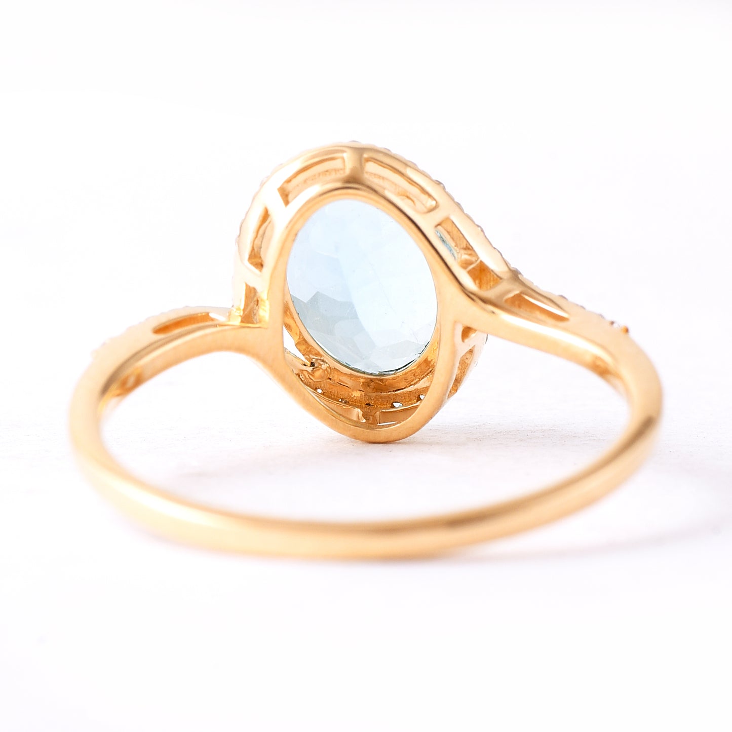 1.49 Ct Oval Mixed Cut Natural Aquamarine 14K Gold Ring