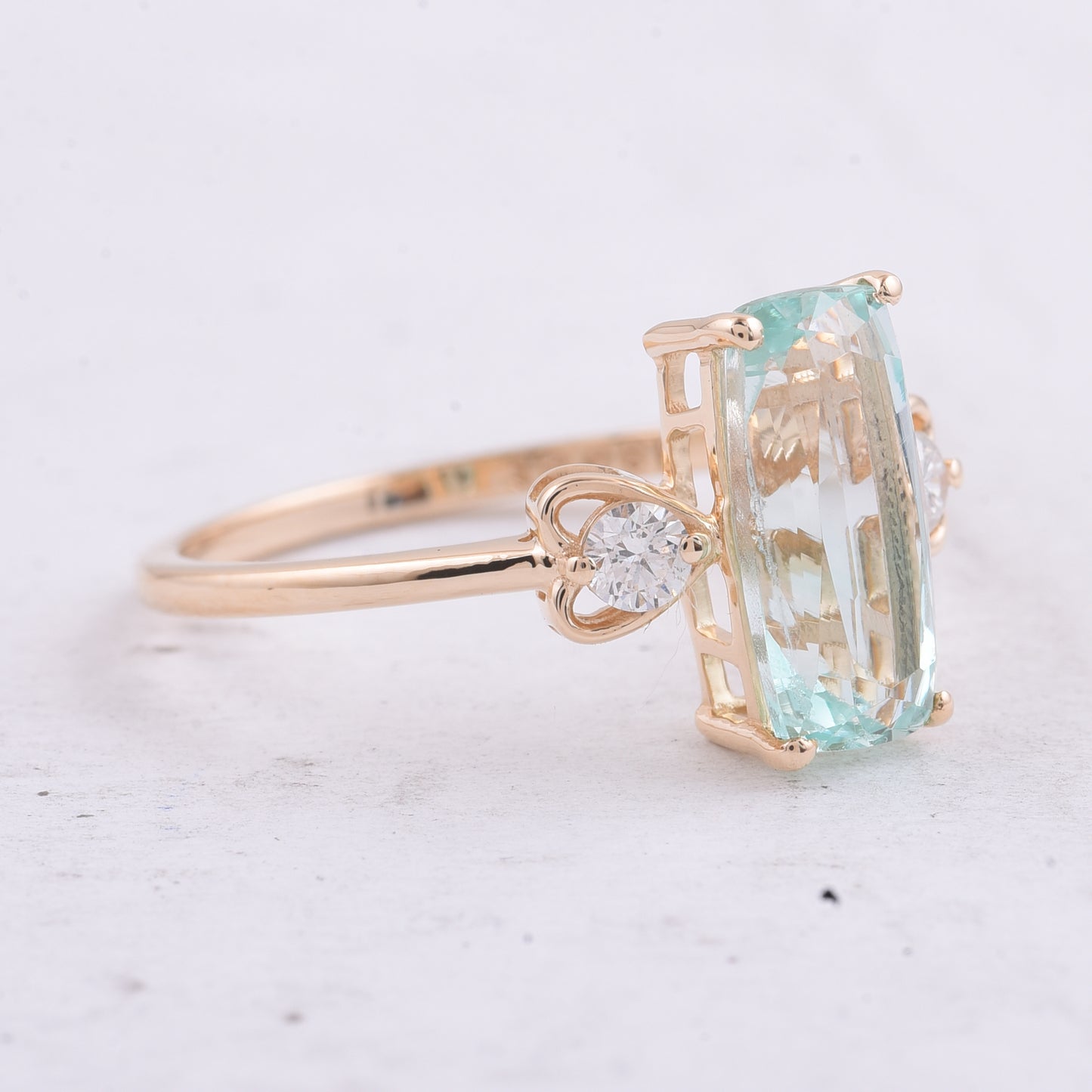 2.07 Ct Cushion Natural Beryl 14K Gold Ring