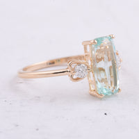 2.07 Ct Cushion Natural Beryl 14K Gold Ring