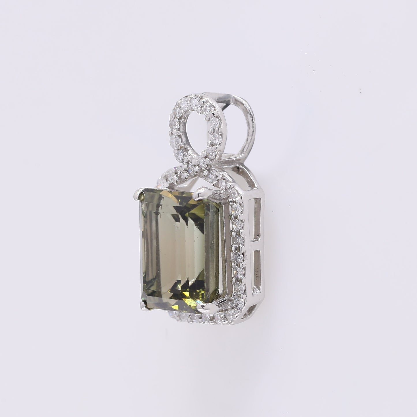 2.22 Ct Octagon Step Cut Natural Green Tourmaline 950 Platinum Pendant