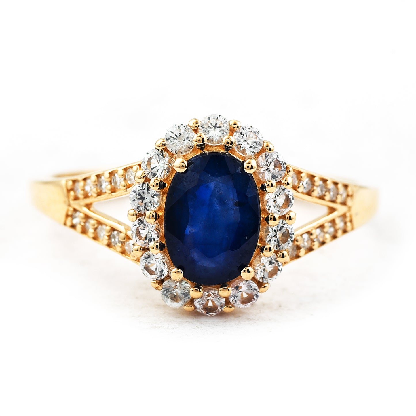 1.52 Ct Oval Mixed Cut Natural Sapphire 14K Gold Ring