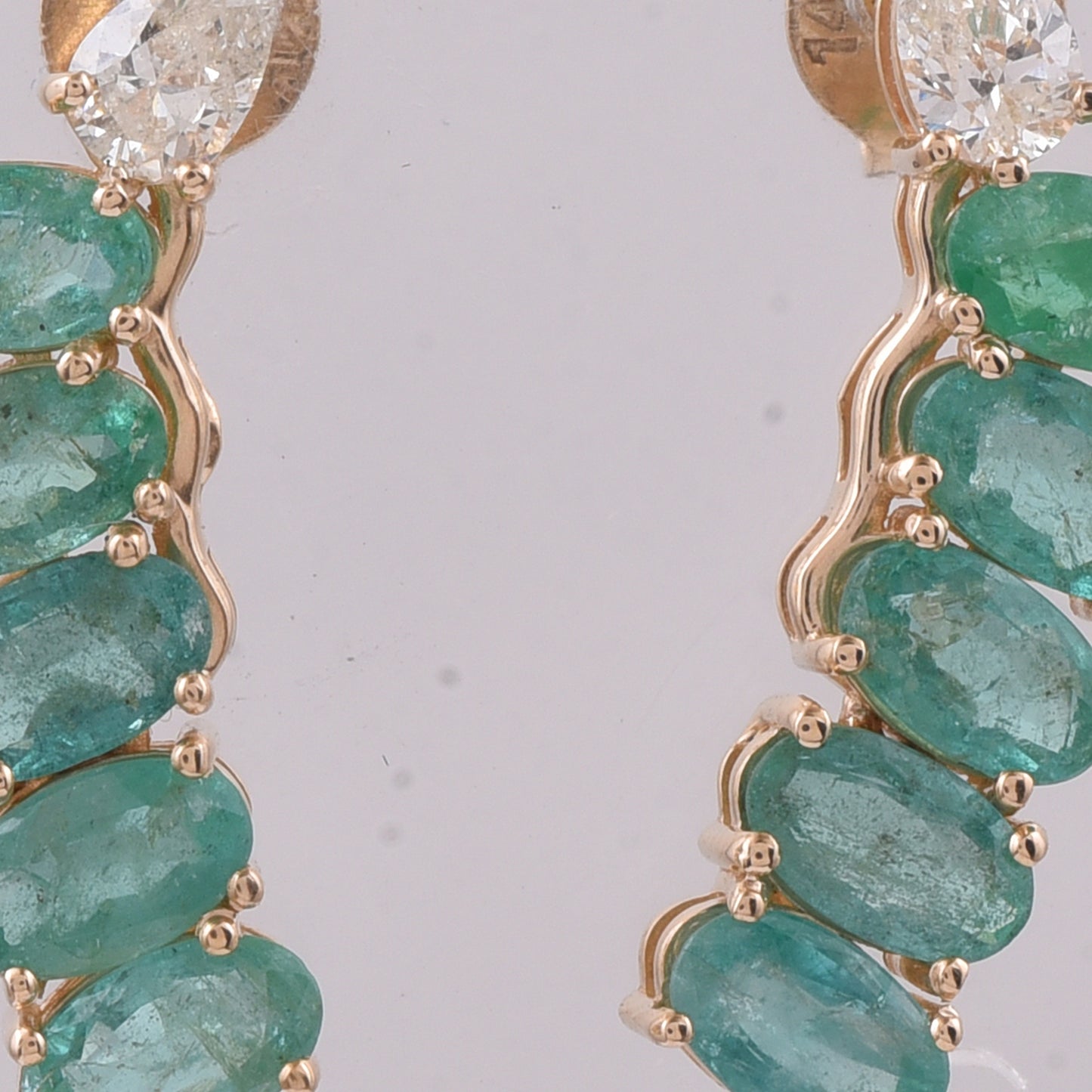 2.45 Ct Oval Natural Emerald 14K Gold Earrings
