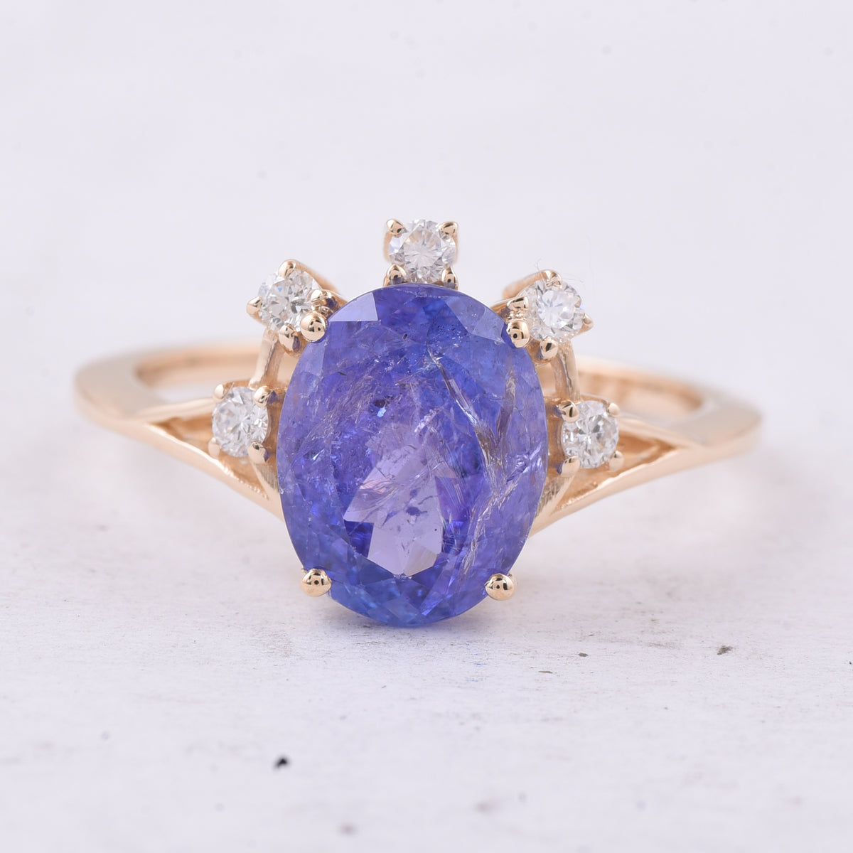 3.30 Ct Oval Natural Tanzanite 14K Gold Ring