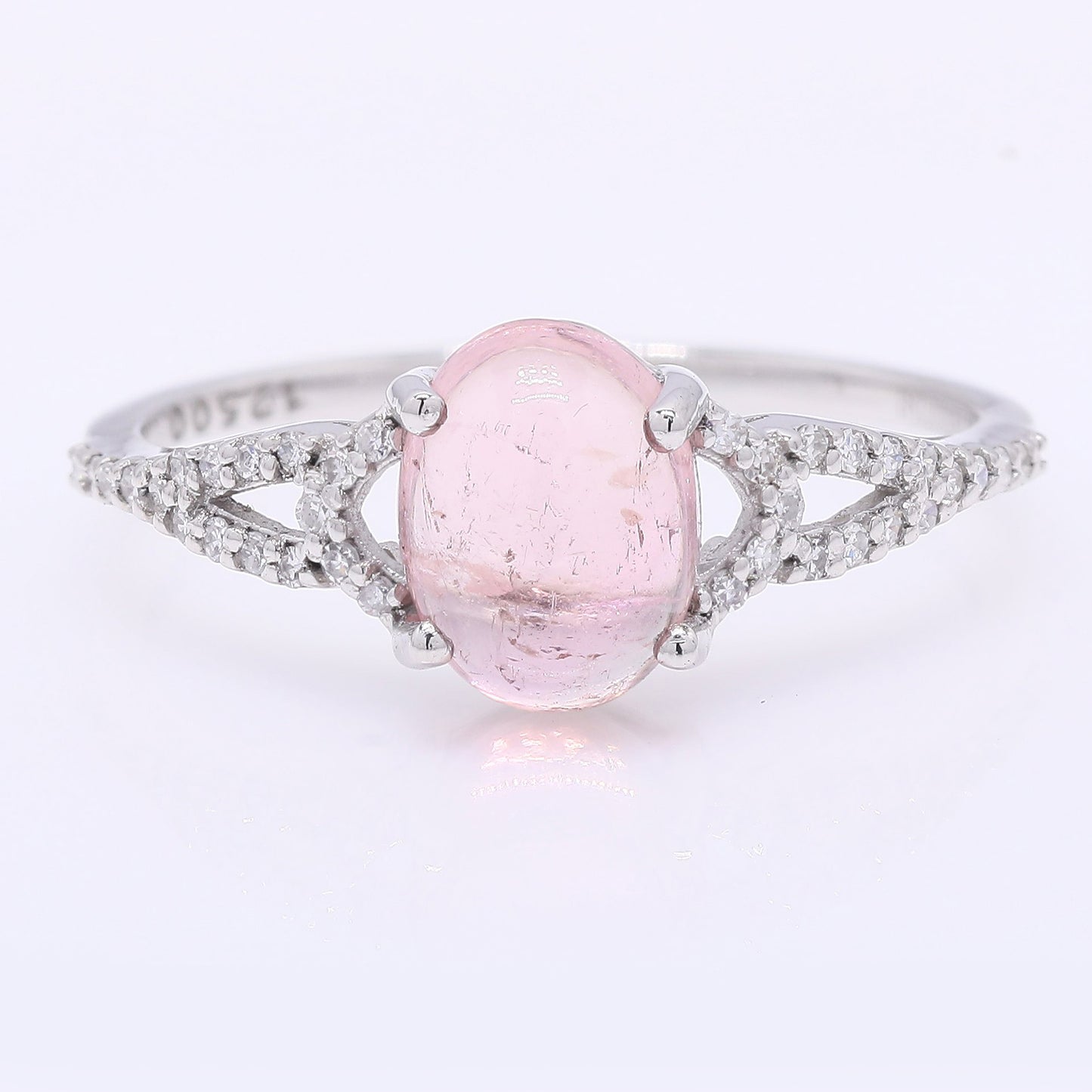 1.62 Ct Oval Cabochon Cut Natural Tourmaline 950 Platinum Ring