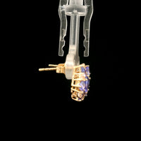 2.65 Ct Trillion Tanzanite 14K Gold Earrings