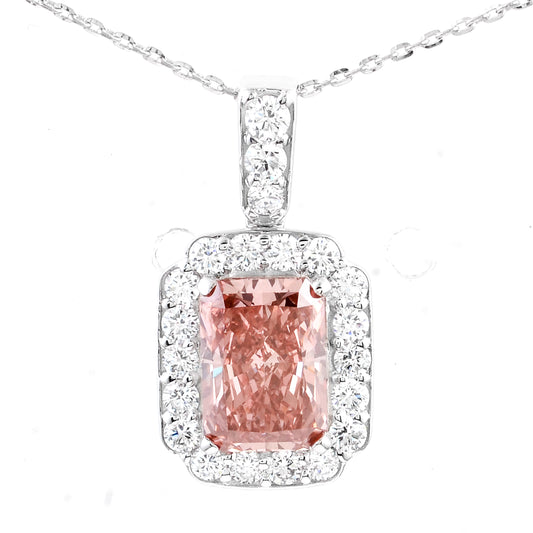 2.46 Carats Pink Lab Grown Diamond 14K Gold Pendant