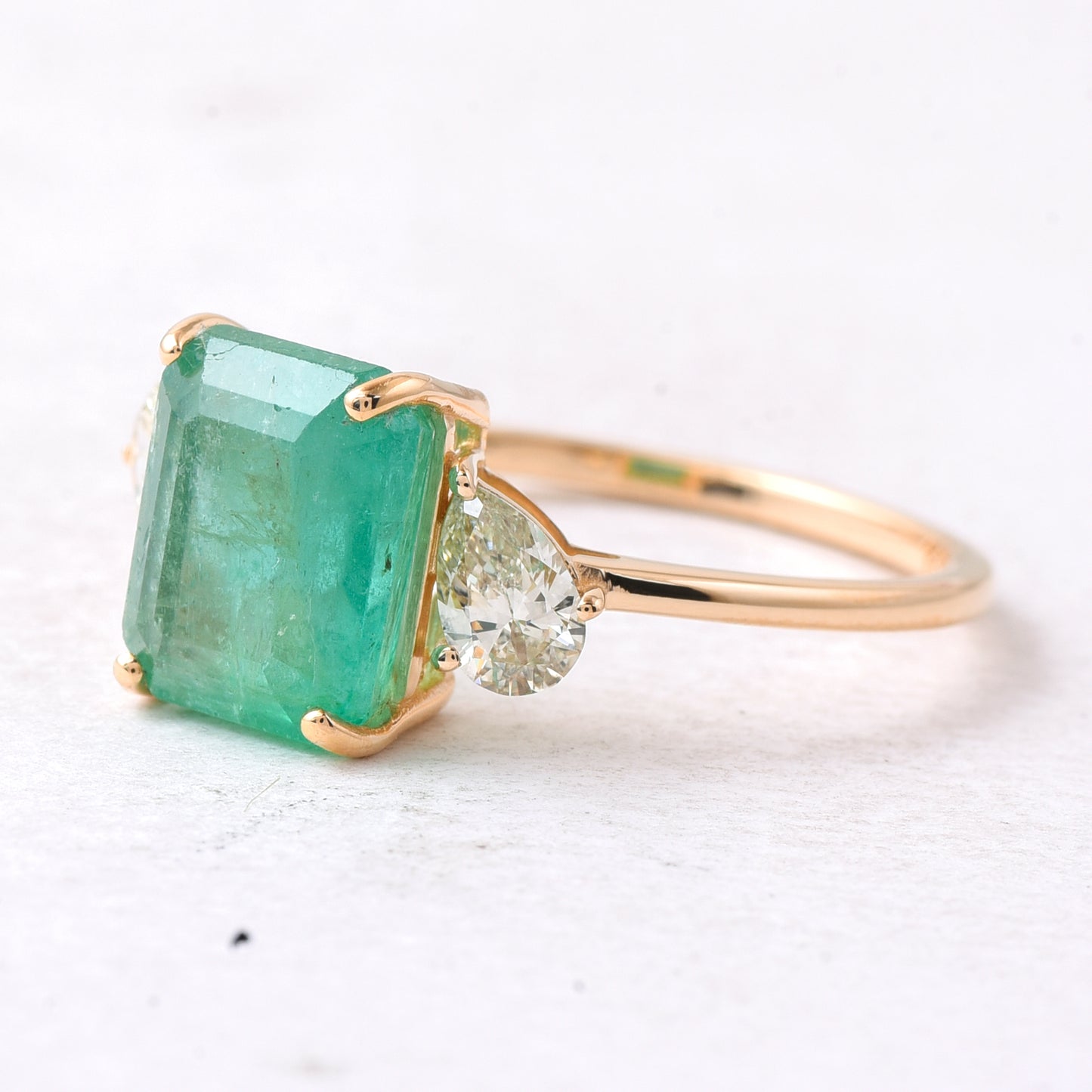 3.05 Ct Octagon Step Cut Natural Emerald 14K Gold Ring