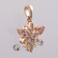 0.42 Ct Marquise Natural Multi-Coloured Tourmaline 14K Gold Pendant