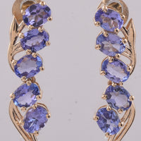 1.70 Ct Oval Natural Tanzanite 14K Gold Earrings