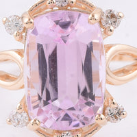 4.36 Ct Cushion Natural Kunzite 14K Gold Ring