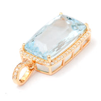 7.36 Ct Cushion Mixed Cut Natural Aquamarine 14K Gold Pendant