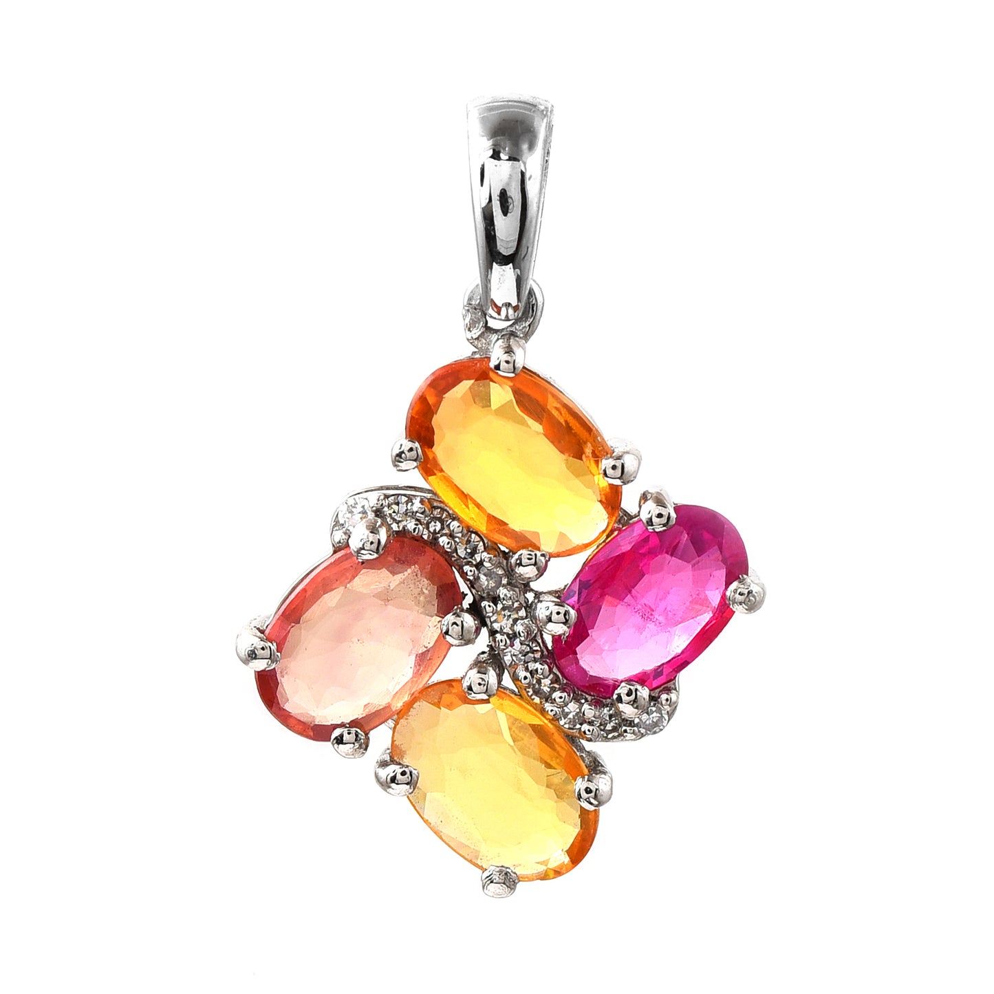 2.19 Ct Oval Multi Sapphire 950 Platinum Pendant