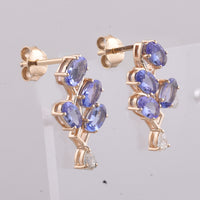 1.86 Ct Oval Natural Tanzanite 14K Gold Earrings