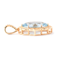 2.62 Ct Oval Mixed Cut Natural Aquamarine 14K Gold Pendant