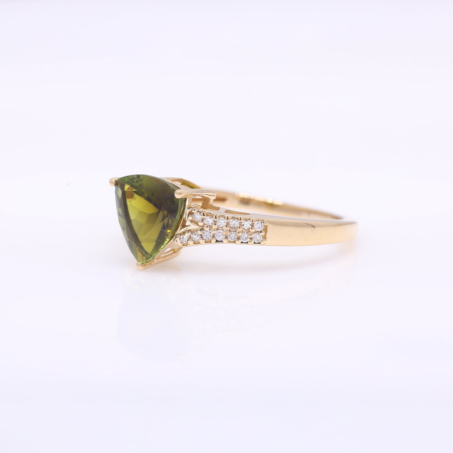 1.57 Ct Triangle Mixed Cut Natural Tourmaline 14K Gold Ring