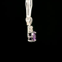 2.53 Ct Oval Amethyst, White Zircon 925 Sterling Silver Pendant