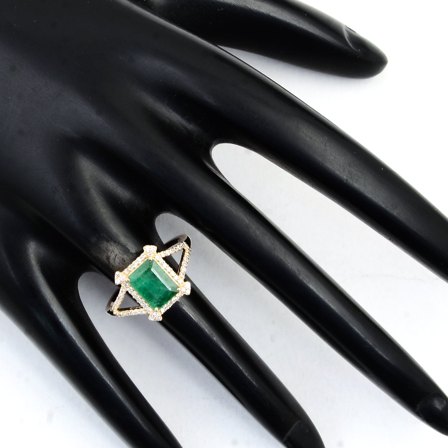 1.39 Ct Emerald Cut Natural Beryl Emerald 14K Gold Ring