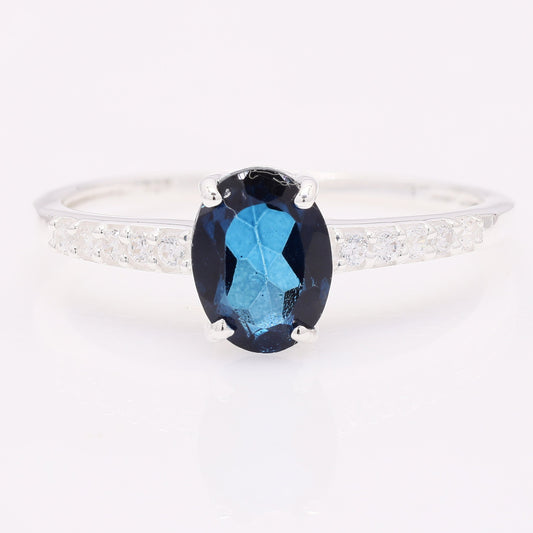 1.75 Ct Oval Lbt Color Topaz 925 Silver Ring